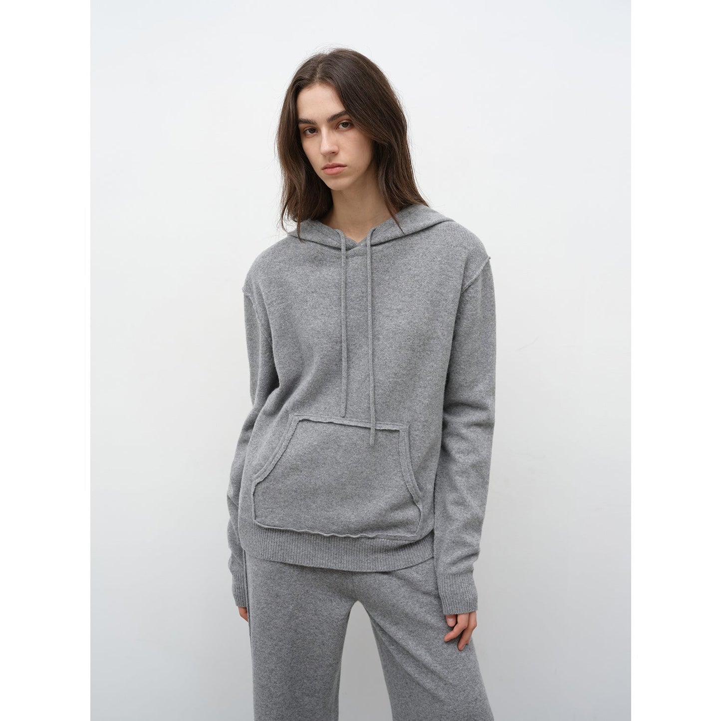 Relaxed Encounter Fine Lambswool Hoodie and Straight-Leg Pants Set