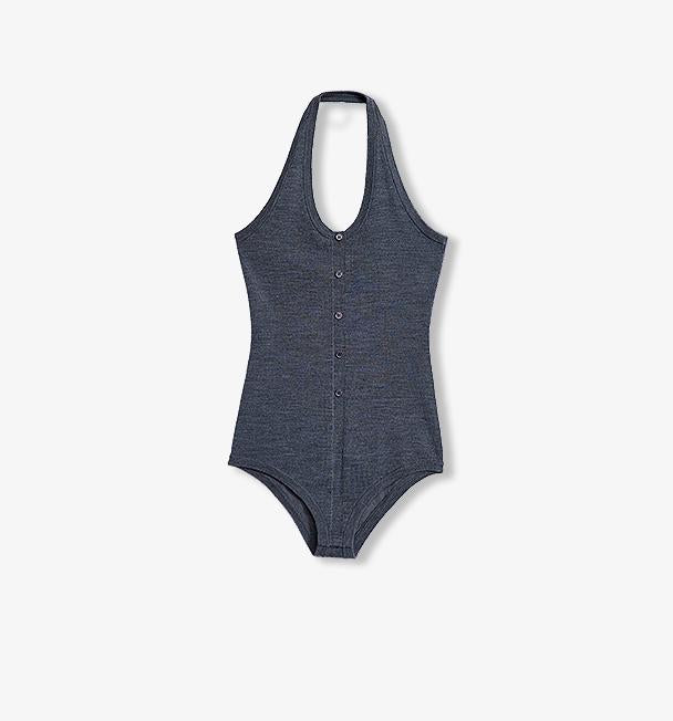 Machine- Washable German Wool Halter Neck Bodysuit