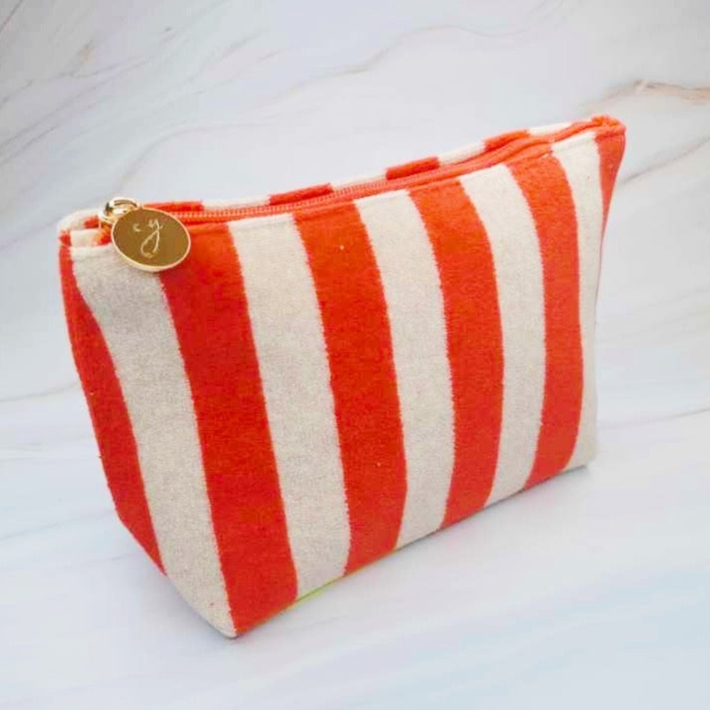 Terry Striped Everything Pouch Cosmetic Case