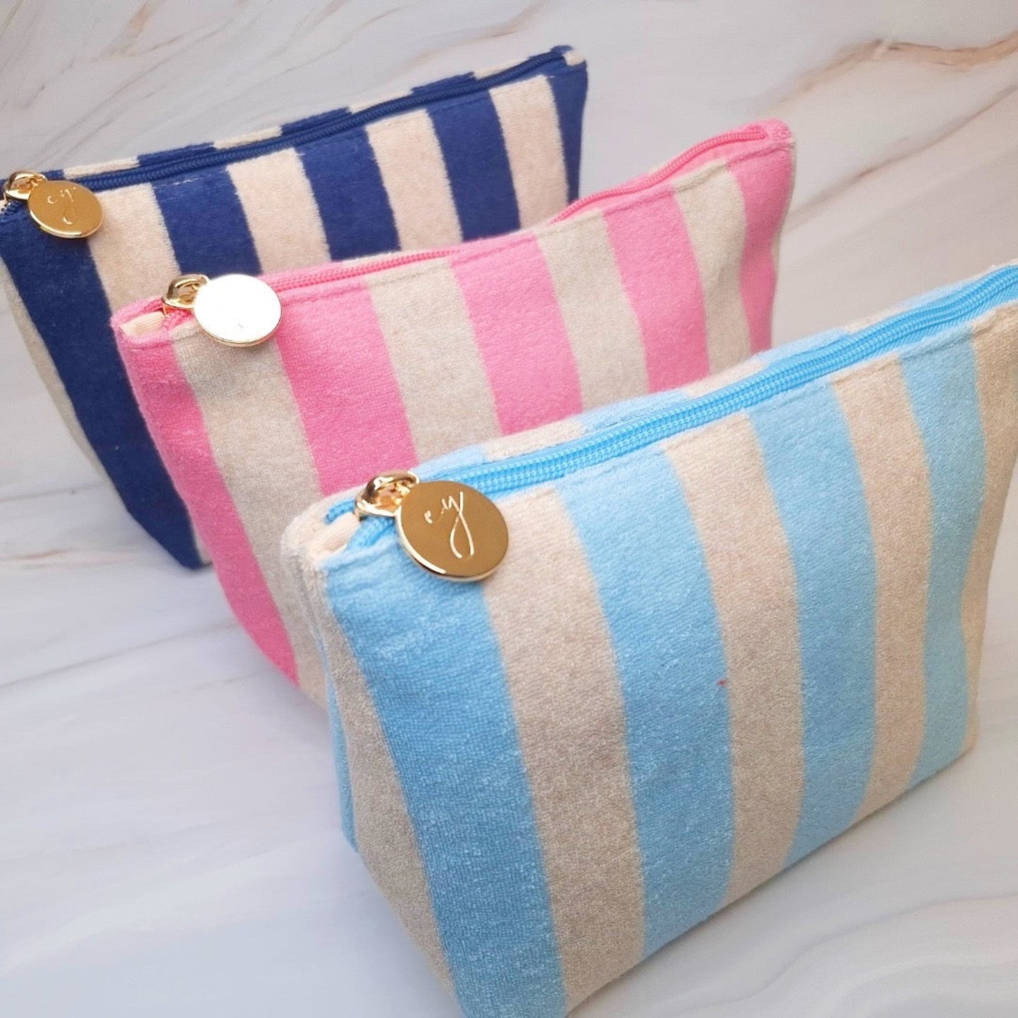 Terry Striped Everything Pouch Cosmetic Case