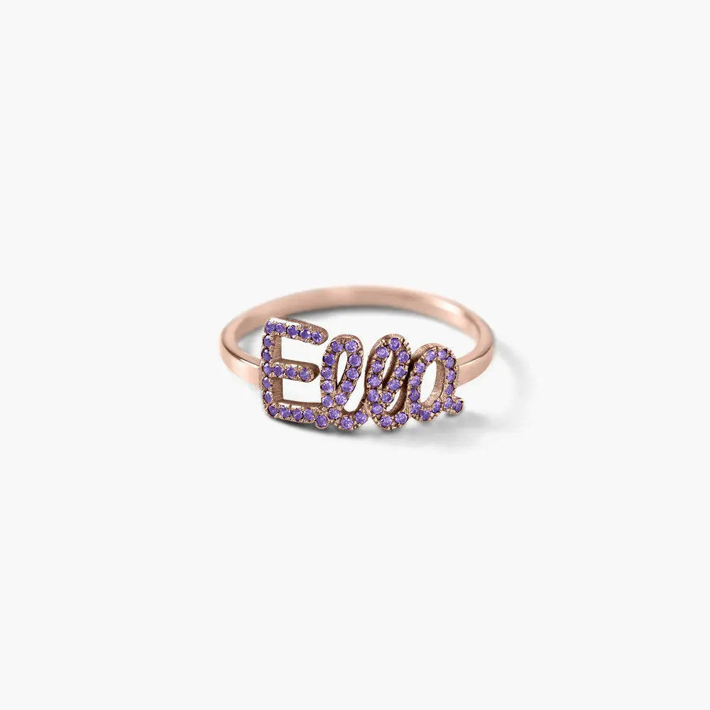 925 Sterling Silver Swarovski Stone Name Ring - Swarovski Stone Ring