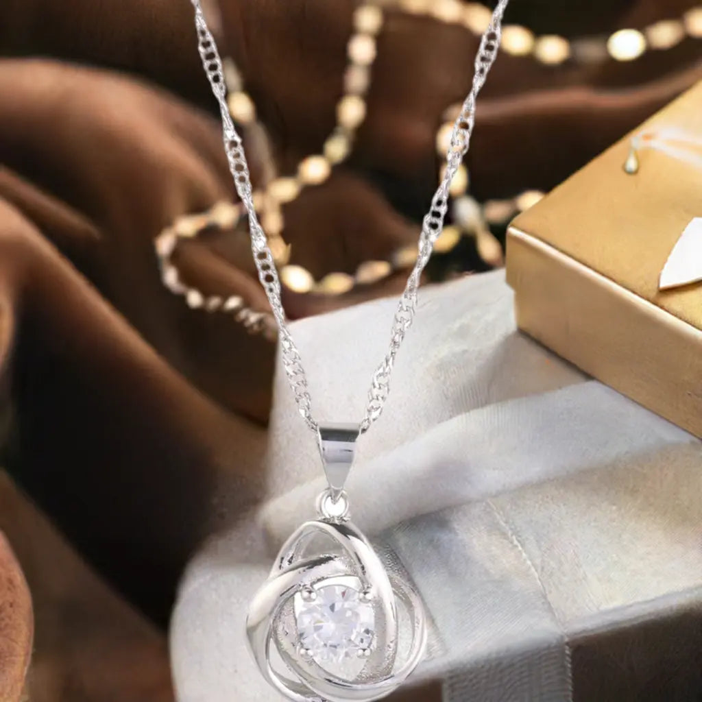 Round Knot Pendant Necklace With Cubic Zirconia