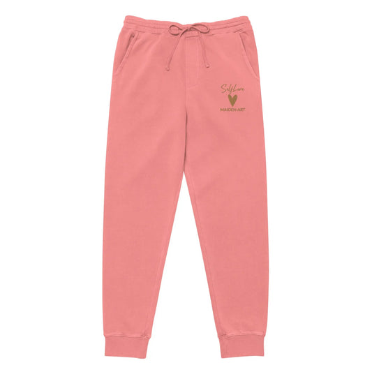 Self Love Unisex Pigment-Dyed Sweatpants With Old Gold Embroidery - Unisex Sweatpants